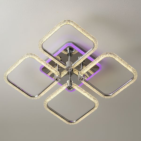 Люстра LED стельова з пультом і підсвічуванням 96W+18W акрилова 3000К-6000К хромового кольору Svet SC-2117/4C CR PK/BU/PL SC-2117/4C CR PK/BU/PL фото