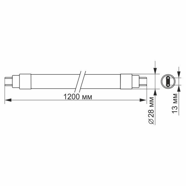 Світлодіодна лампа 18W VIDEX G13 лінійної форми T8 1.2м 2000Lm 6200K холодне світло VL-T8b-18126 VL-T8b-18126 фото