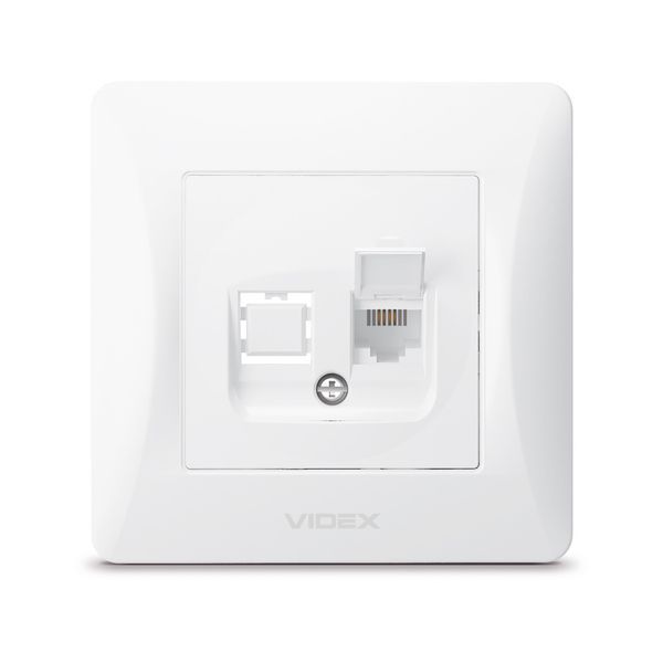 Встраиваемая телефонная розетка CAT3 VIDEX из поликарбоната белая IP20 BINERA VF-BNSK1TF3-W VF-BNSK1TF3-W фото