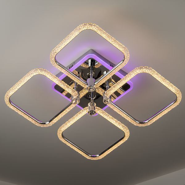 Люстра LED стельова з пультом і підсвічуванням 96W+18W акрилова 3000К-6000К хромового кольору Svet SC-2117/4C CR PK/BU/PL SC-2117/4C CR PK/BU/PL фото