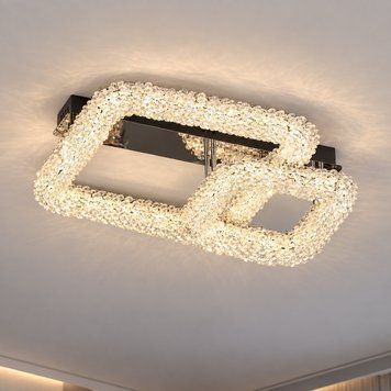 Потолочная LED люстра 136W VALESO с двумя смещёнными хрустальными квадратами 3000&ndash;6000K хром 33049/500 SP000053880 фото