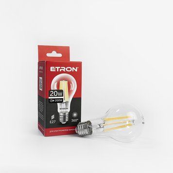 Лампа світлодіодна ETRON філаментна A65 20W 4200K E27 прозора 1-EFP-102 616607 фото