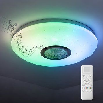 Світлодіодний музичний смарт-світильник 32W+2W RGB Bluetooth акриловий з пультом 3000-6500K білий VALESO LY370-300 WH SP000051965 фото