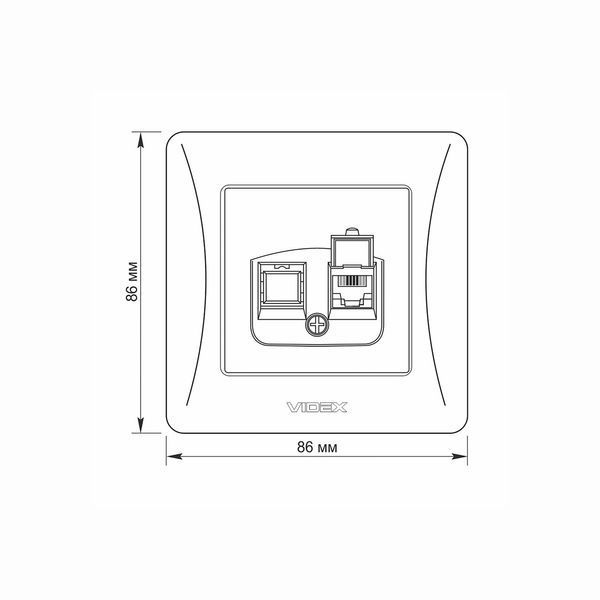 Встраиваемая телефонная розетка CAT3 VIDEX из поликарбоната кремовая IP20 BINERA VF-BNSK1TF3-CR VF-BNSK1TF3-CR фото