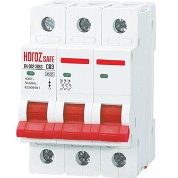 Автоматичний вимикач Horoz Electric SAFE 63 А 3P З ІР40 114-002-3063-010 фото