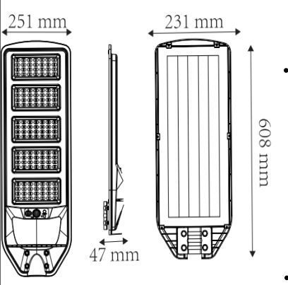 Консольний LED світильник 300W на сонячній батареї Horoz Electric на опору з датчиком руху 6400K чорний IP65 GRAND PRO-300 074-009-2300-020 фото