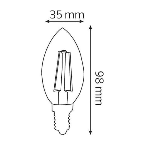 Лампа світлодіодна 4W С37 Horoz Electric Filament flame-4 2700К E14 свічка тепла 001-013-0004-010 фото