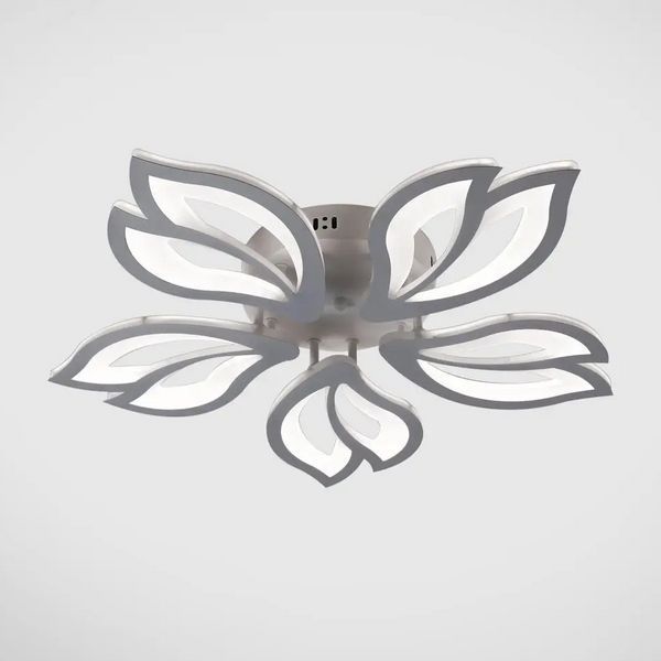 Потолочная акриловая LED люстра 120W с пультом и 5 световыми элементами 3000-6500K белая INTEREES IS K39685-5 WT IS K39685-5 WT фото