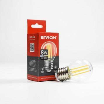 Вінтажна LED лампа Кулька 8W G-45 4200K E27 ETRON Filament 1-EFP-142 615678 фото