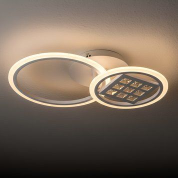 Світлодіодна стельова люстра з пультом 52W кільцеві LED розсіювачі 3000-6000К біла Interees V X6153-2 WT X6153-2 фото
