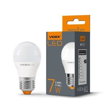 Светодиодная лампа 7W VIDEX E27 форма шарик G45 700Lm 3000K теплый свет VL-G45e-07273 VL-G45e-07273 фото