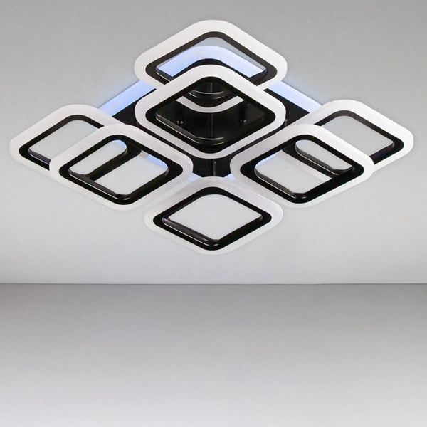 Светодиодная люстра 144W 8 LED квадратов с RGB подсветкой корпуса 3000-6000К SL-5342/4+4C BK+RGB DIMMER Svet SL-5342/4+4C BK+RGB фото