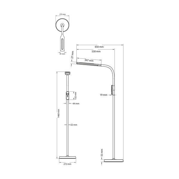 Торшер з пультом 10W LED Horoz Electric NORMAN білий 146см 3000K/4000K/6000K IP20 046-004-0015-010 фото