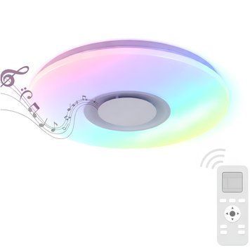 Стельовий смарт-світильник LED 48W+5W RGB з вбудованою Bluetooth-колонкою і пультом 3000-6500K білий VALESO LY565-400 WH SP000051972 фото