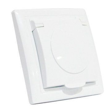 Розетка одинарна із заземленням Horoz Electric TINA з кришкою&nbsp;вбудована біла IP44 112-005-0010-010 фото