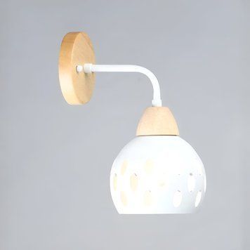 Бра настенное Valeso с деревянным каркасом под лампу Е27 белое IP20 B N6655/1W WT+WOOD SP000045788 фото