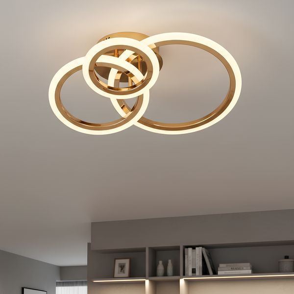 Стельова LED люстра з пультом 56W три акрилових кільця 3000&ndash;6500K в золотому кольорі Svet SY-26255/1+1+1 FGD SY-26255/1+1+1 FGD фото