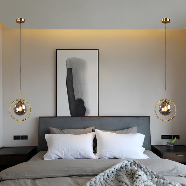 Підвісний мінімалістичний світильник Loft з кулястим димчастим плафоном під лампу Е27 Svet SN-156-1 FGD SN-156-1 BE фото