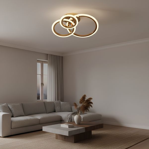 Стельова LED люстра з пультом 56W три акрилових кільця 3000&ndash;6500K в золотому кольорі Svet SY-26255/1+1+1 FGD SY-26255/1+1+1 FGD фото