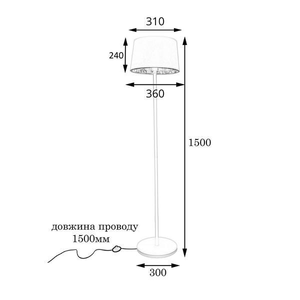Торшер MSK Electric Palermo з чорним плафоном із тканини під лампу Е27 із золотою основою NL 3621 GD+BK 620288 фото