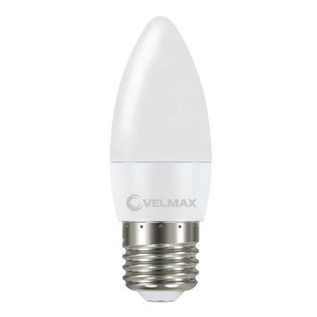 Світлодіодна лампа 6W VELMAX форма свічка C37 з цоколем E27 4100K 600Lm біла IP20 ЕМС V-C37 21-13-46 фото