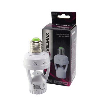 Датчик руху VELMAX до 6 метрів з цоколем Е27 білий IP20 V-ІМS-60 (ST451B) 29-22-60 фото