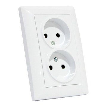 Розетка подвійна без заземлення Horoz Electric TINA вбудована біла IP20 112-005-0018-010 фото