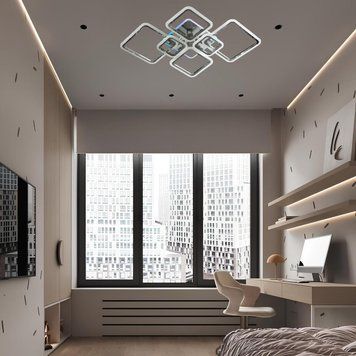 Стельова люстра LED з димером і RGB підсвічуванням 159W 3000К-6000К хромового кольору Svet SL-5331/2+2+2 CR+RGB SL-5331/2+2+2 CR+RGB 159W фото