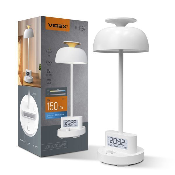 Настольная LED лампа 8W с аккумулятором VIDEX 1800mAh 150Lm с регулировкой яркости 4000K+RGB белая IP20 VL-TF24W VL-TF24W фото