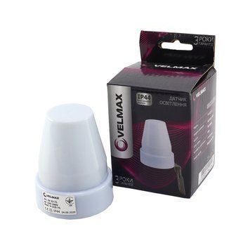 Датчик світла VELMAX 220V 10A білий IP44 V-LCS-71 (ST302) 29-22-71 фото