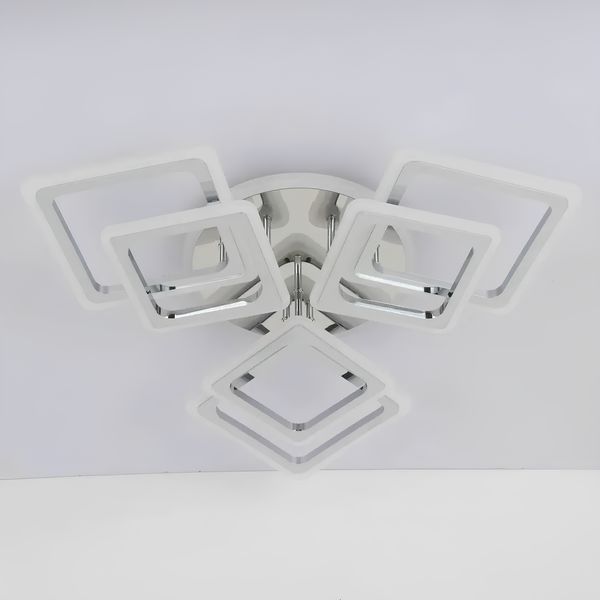 Потолочная LED люстра с пультом и подсветкой 168W шесть квадратных плафонов 3000-6500K хромовая INTEREES IS K29024-3+3+1 CR IS K29024-3+3+1 CR фото