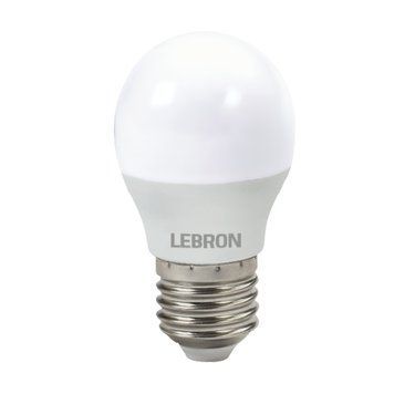 Світлодіодна лампа 6W LEBRON для цоколя Е27 4100K нейтральне світло 480Lm біла IP20 L-G45 11-12-47 фото