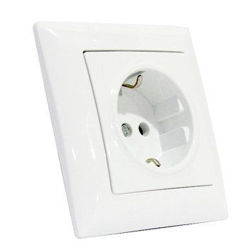 Розетка одинарна із заземленням Horoz Electric TINA вбудована біла IP20 112-005-0009-010 фото