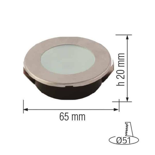 Світильник врізний 2W LED Horoz Electric ANGELA 4200K матовий хром IP20 016-002-0002-020 фото