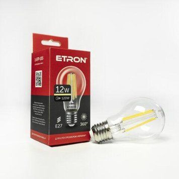 Вінтажна LED лампа Едісона 12W A60 3000K E27 ETRON Filament 1-EFP-105 615671 фото
