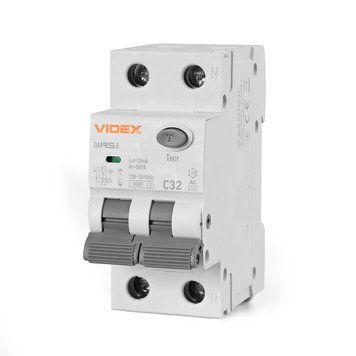 Дифференциальный автомат 32A VIDEX 2-полюсный 230V RESIST VF-RS6-DA2AC32 VF-RS6-DA2AC32 фото
