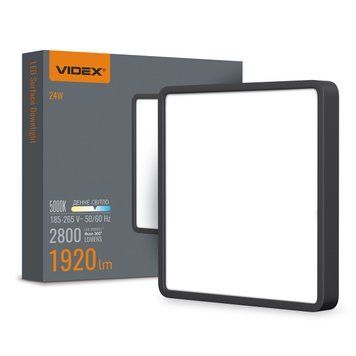 Накладний LED світильник 24W VIDEX із квадратним корпусом 1920Lm 5000K чорний IP20 VL-DLSS-245B VL-DLSS-245B фото