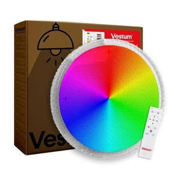 Стельовий LED світильник 76W з пультом Vestum з рельєфним плафоном 3000К-6500К RGB 495*60мм IP40 CRYSTAL VS-91070 фото