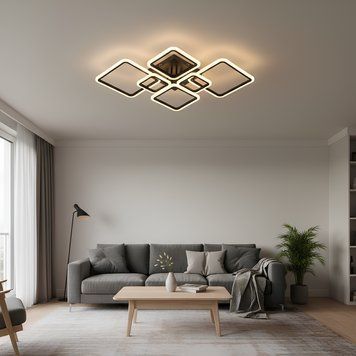 Світлодіодна стельова люстра з пультом 159W шість LED квадратів 3000-6000К чорна Svet SL-5331/2+2+2 BK DIMMER SL-5331/2+2+2 BK 159W фото