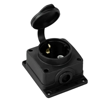 Колодка на одне гніздо Horoz Electric каучукова з кришкою і заземленням чорна IP44 220-000-101 фото