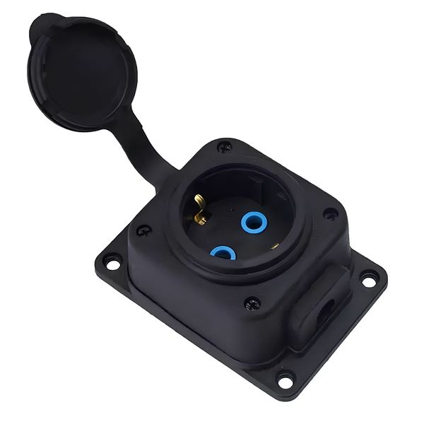 Колодка на одне гніздо Horoz Electric каучукова з кришкою і заземленням чорна IP44 220-000-101 фото