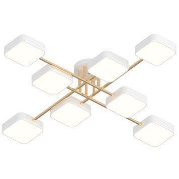 Стельова LED люстра 144W Interees у стилі модерн 3000K/4200K/6000K біла/золото IP20 XI3350-8 WH+GD XI3350-8 WH+GD фото