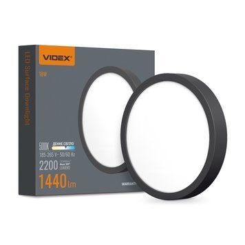 Накладний LED світильник 18W VIDEX 1440Lm із металевим каркасом 5000K чорний IP20 VL-DLRS-185B VL-DLRS-185B фото