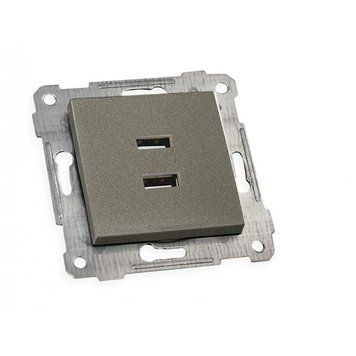 Механізм USB розетки Mutlusan на два порти з термостійкого пластику колір графіт RITA 47-07-74 фото