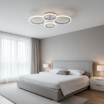 Стельова LED люстра з пультом 60W 4 акрилових кільця 3000-6500K хромового кольору Svet SY-26255/2+2 CR SY-26255/2+2 CR фото