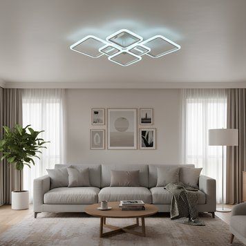 Стельова LED люстра з пультом 159W шість акрилових квадратів 3000-6000К білого кольору Svet SL-5331/2+2+2 WT DIMMER SL-5331/2+2+2 WT 159W фото