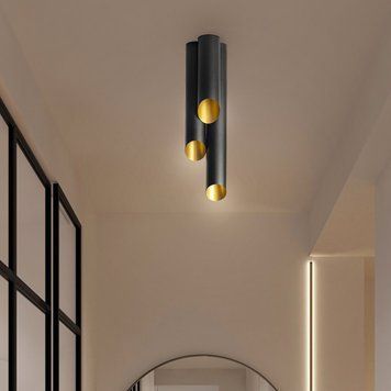 Светильник потолочный MSK Electric Slice под три лампы Е27 NL 382819 BK+GD черный+золото внутри 618231 фото