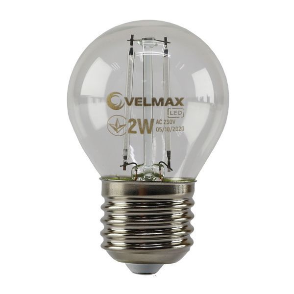 Філаментна LED лампа 2W VELMAX G45 E27 200Lm синя V-Filament-G45 21-41-34 фото
