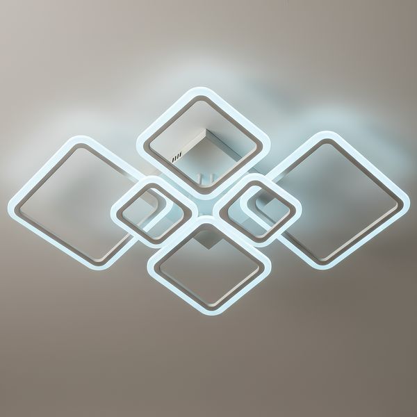 Стельова LED люстра з пультом 159W шість акрилових квадратів 3000-6000К білого кольору Svet SL-5331/2+2+2 WT DIMMER SL-5331/2+2+2 WT 159W фото