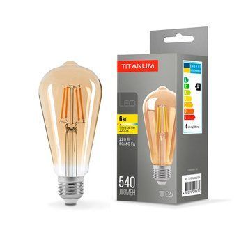 Світлодіодна філаментна лампа 6W TITANUM E27 ST64 540Lm 2200K тепле світло TLFST6406272A TLFST6406272A фото